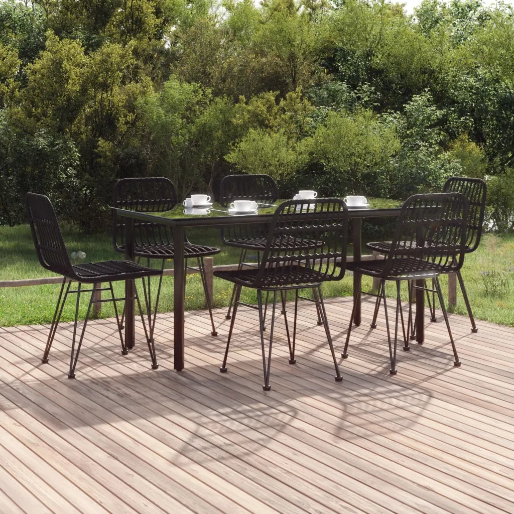 Set da Pranzo da Giardino 7 pz Nero in Polyrattan cod mxl 35598