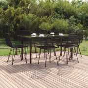 Set da Pranzo da Giardino 7 pz Nero in Polyrattan cod mxl 35598