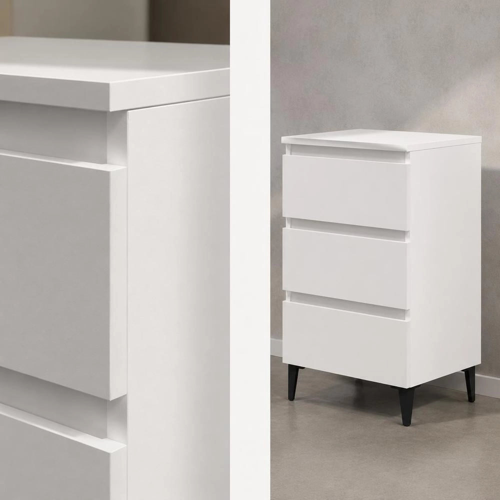 Bedside Table With Metal Legs White 40x35x69 Cm