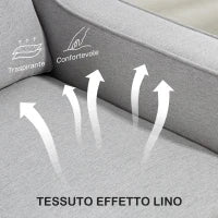 Divano 2 Posti Moderno e Salvaspazio in Tessuto Effetto Lino, 136x77x86 cm;, Grigio Chiaro