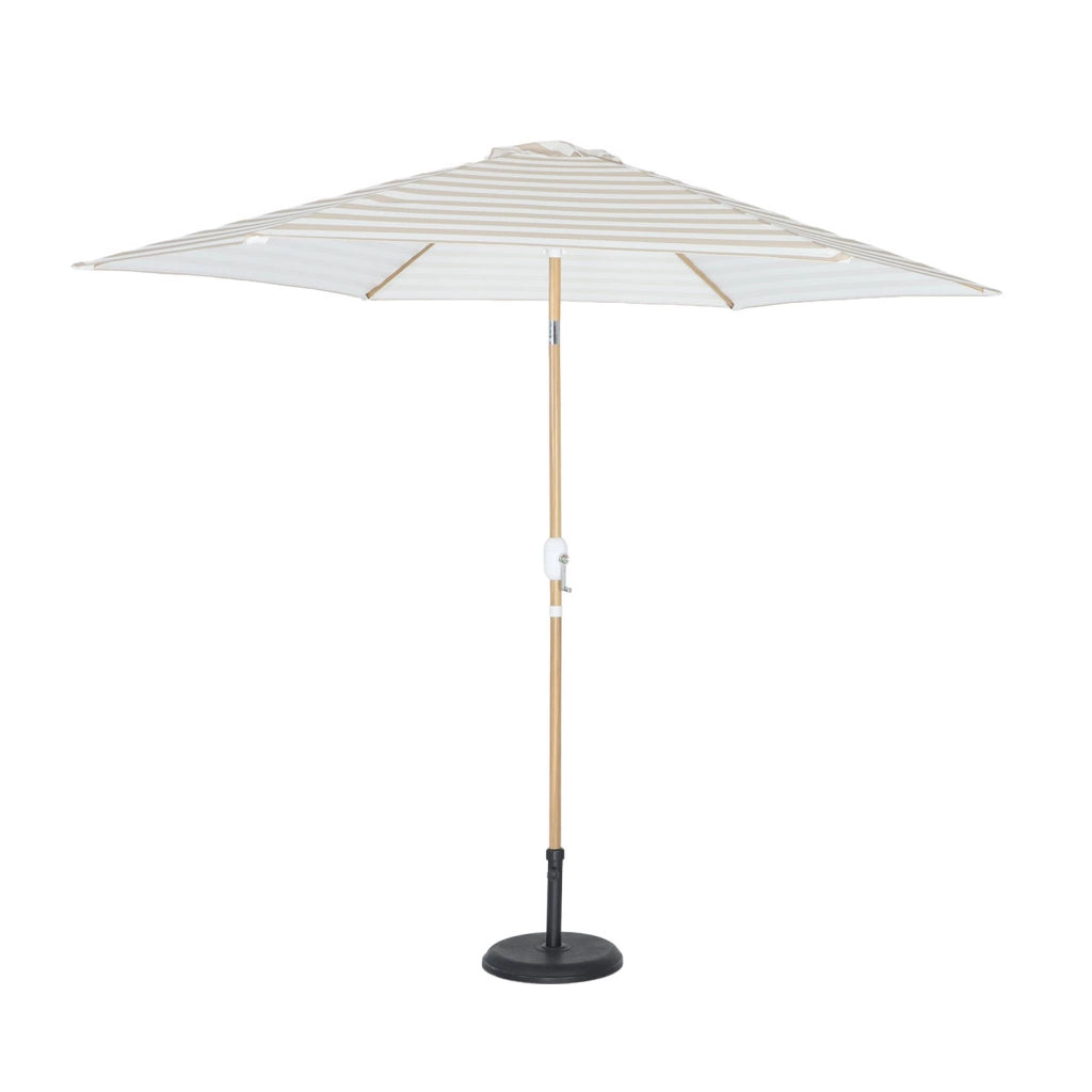 Ombrellone rettangolare asta effetto legno, 3x3m, righe beige