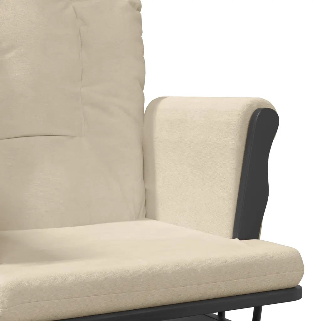 Poltrona | Sedia Relax Glider con Sgabello Bianco Crema in Tessuto