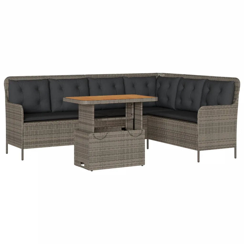 Set Divano da Giardino 2 pz con Cuscini Grigio in Polyrattan