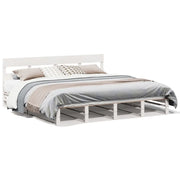 Letto matrimoniale | Letto per adulti | Giroletto senza Materasso Bianco 200x200 cm Legno Massello Pino
