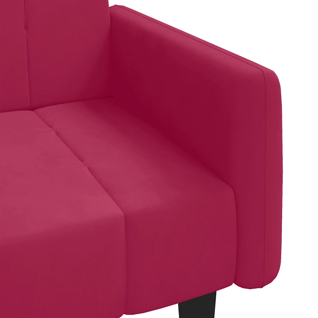 Divano Letto a 2 Posti Rosso Vino in Velluto 375779