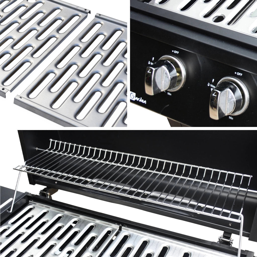 Barbecue a gas 4 bruciatori + 1 fuoco laterale, nero