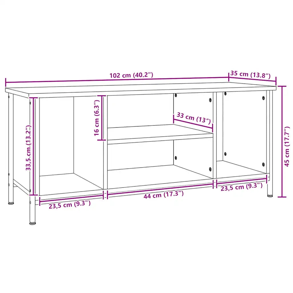 Mobile TV Grigio Sonoma 102x35x45 cm in Legno Multistrato
