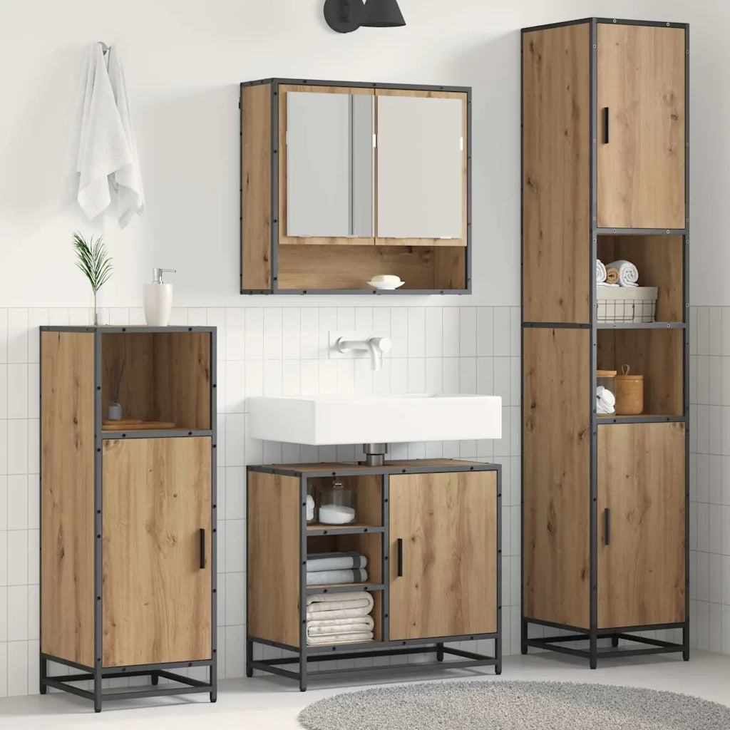 Set di mobili per il bagno con porta 3 pcs Rovere artigianale