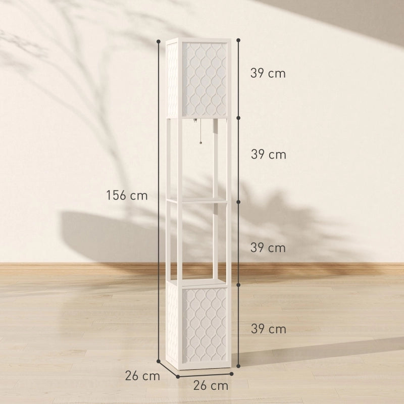 Lampada da terra moderna con 2 ripiani, interruttore a catenella, grigio chiaro