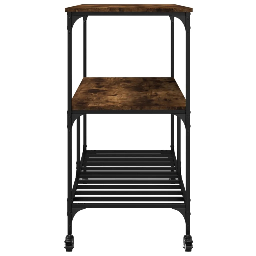 Carrello da Cucina-Scaffale per Cucina Rovere Fumo 100x50x95cm in Legno Multistrato