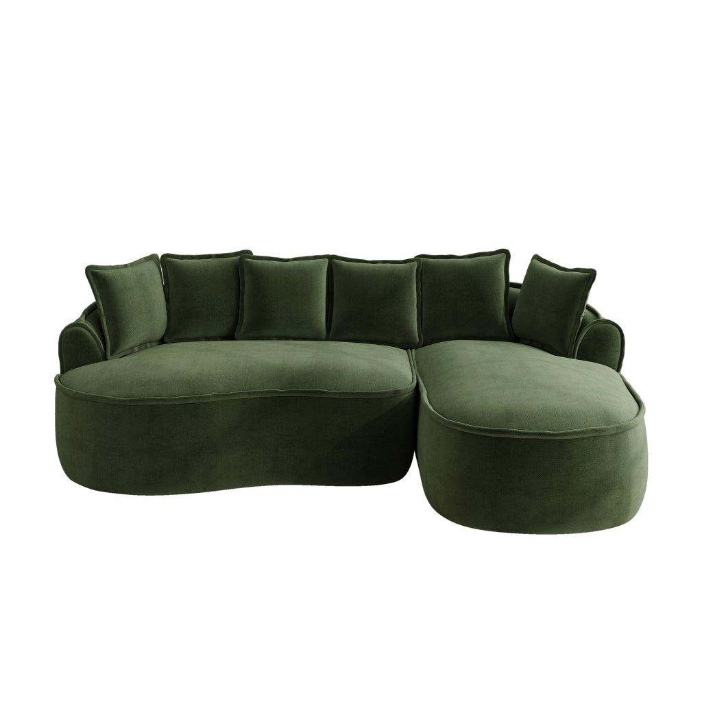 Divano modulare senza struttura con chaise longue profonda 122 cm; in ciniglia verde