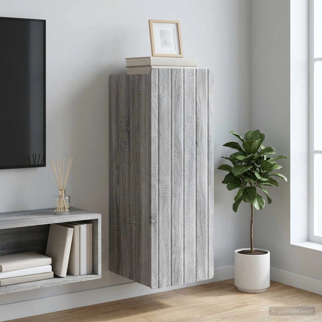 Mobiletto a muro Sonoma grigio 33 x 34,5 x 94 cm 898251
