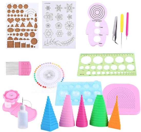 Kit di Quilling Completo - Strumenti di Quilling - Tavola di Quilling - Modelli di Quilling - Strumenti di Quilling - Strumento Creativo DIY - Arte del Papier-Mâché