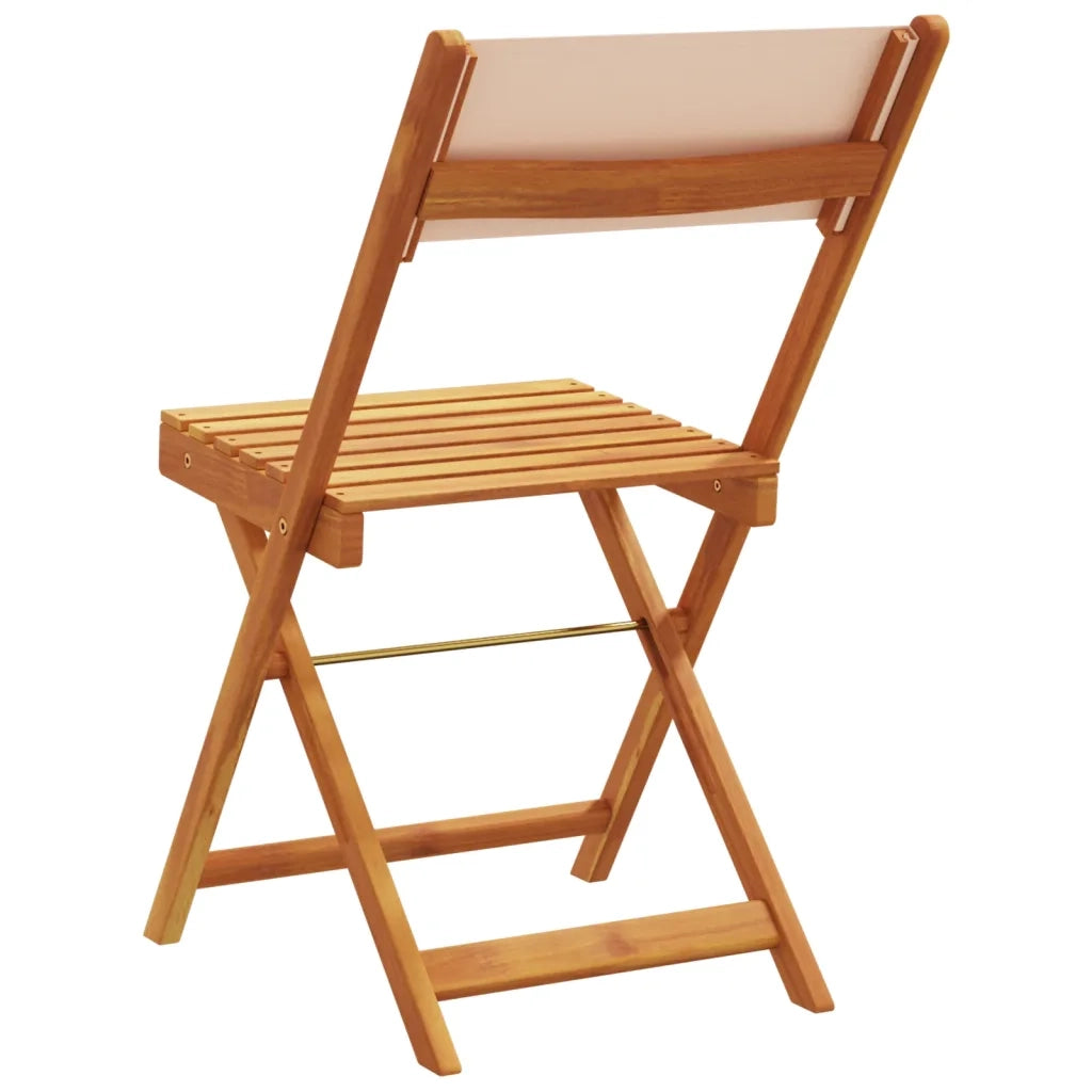 vidaXL Sedie da Bistrò 2pz Beige in Legno Massello di Acacia e Tessuto