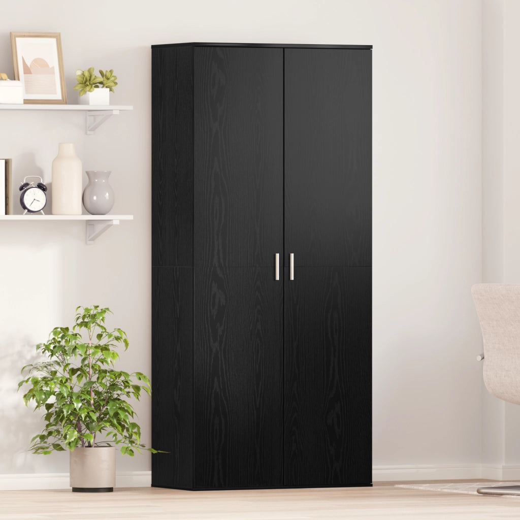 Highboard Rovere Nero 80x39x178 cm Legno Ingegnerizzato