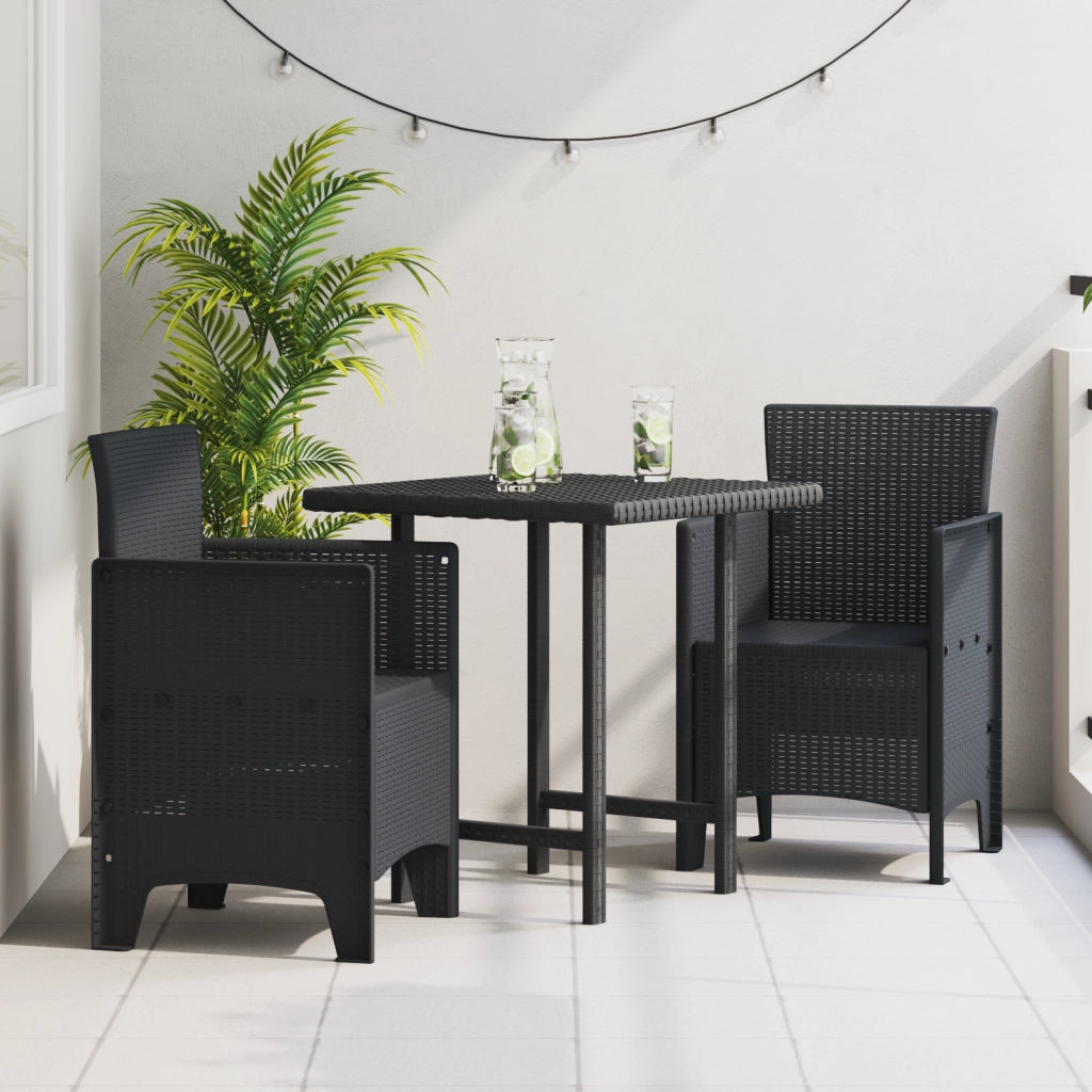 Sedie da Giardino 2 pcs Antracite Poli Rattan