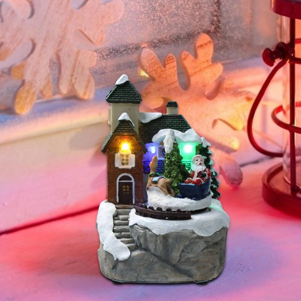 Trade Shop - Paesaggio Statuette Tema Decorazione Natale Da 15 Cm Con Luce A Led Vari Modelli -