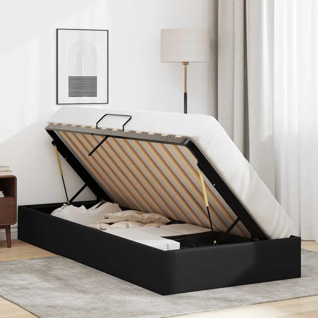 Letto con Contenitore Nero 100 x 190 cm Similpelle 3369968