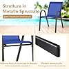 Set di 2/4 Sedie da Giardino, Poltrone in Tessuto Textilene per Esterno, Sedie Impilabili con Gambe in Metallo, Portata 150 kg, 56 x 70 x 84 cm (Blu,4)