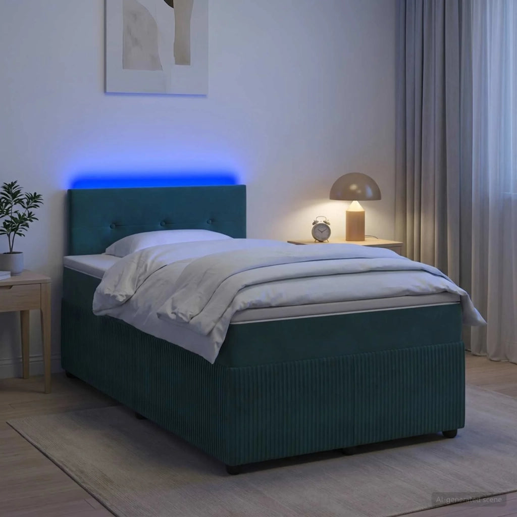 Letto box spring con materasso Verde Scuro 120 x 190 cm Velluto 3453104