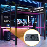 Letto da gaming in metallo - Xylo - 140x200 - Nero - LED USB