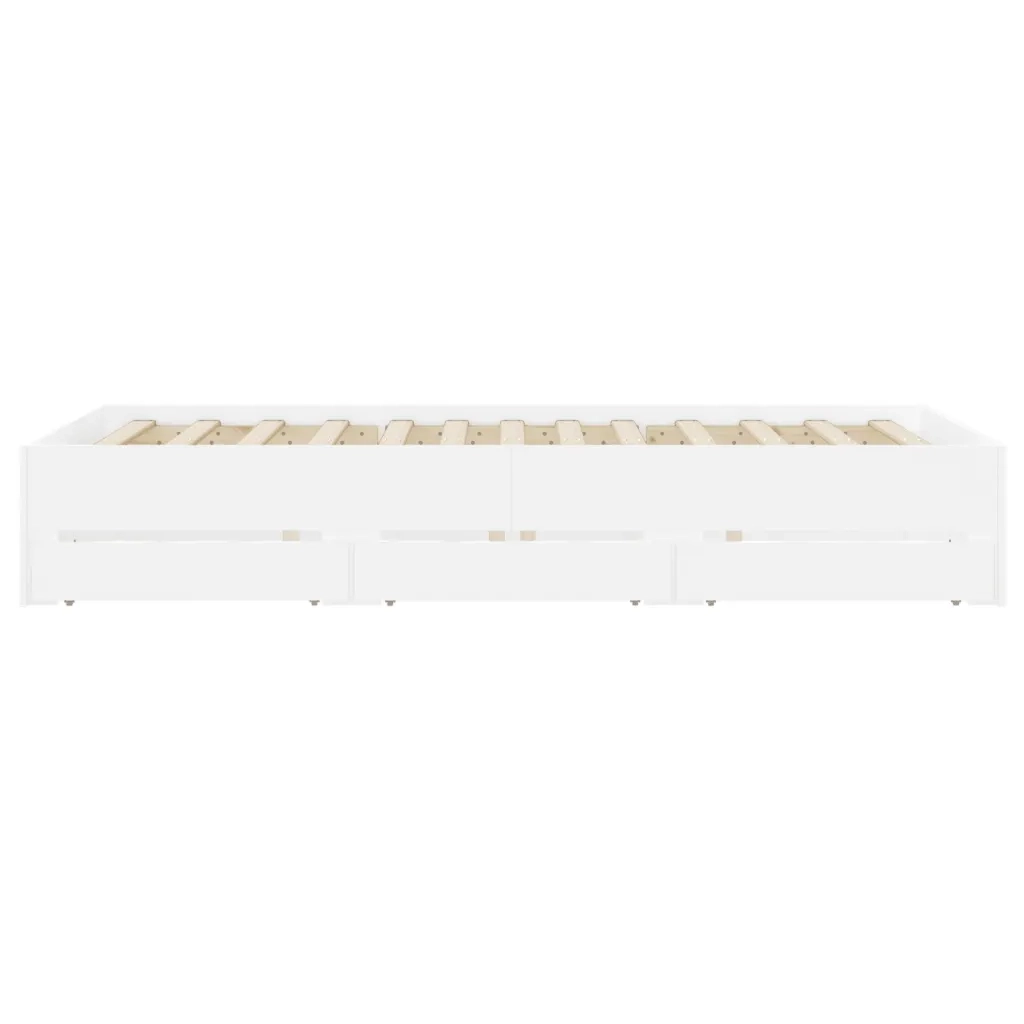 Giroletto con Cassetti Bianco 135x190 cm in Legno Multistrato