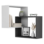 Mensola Leslie, Scaffale, Ripiano a muro, Scaffalatura multiuso, 68x60h68 cm, Bianco e Antracite
