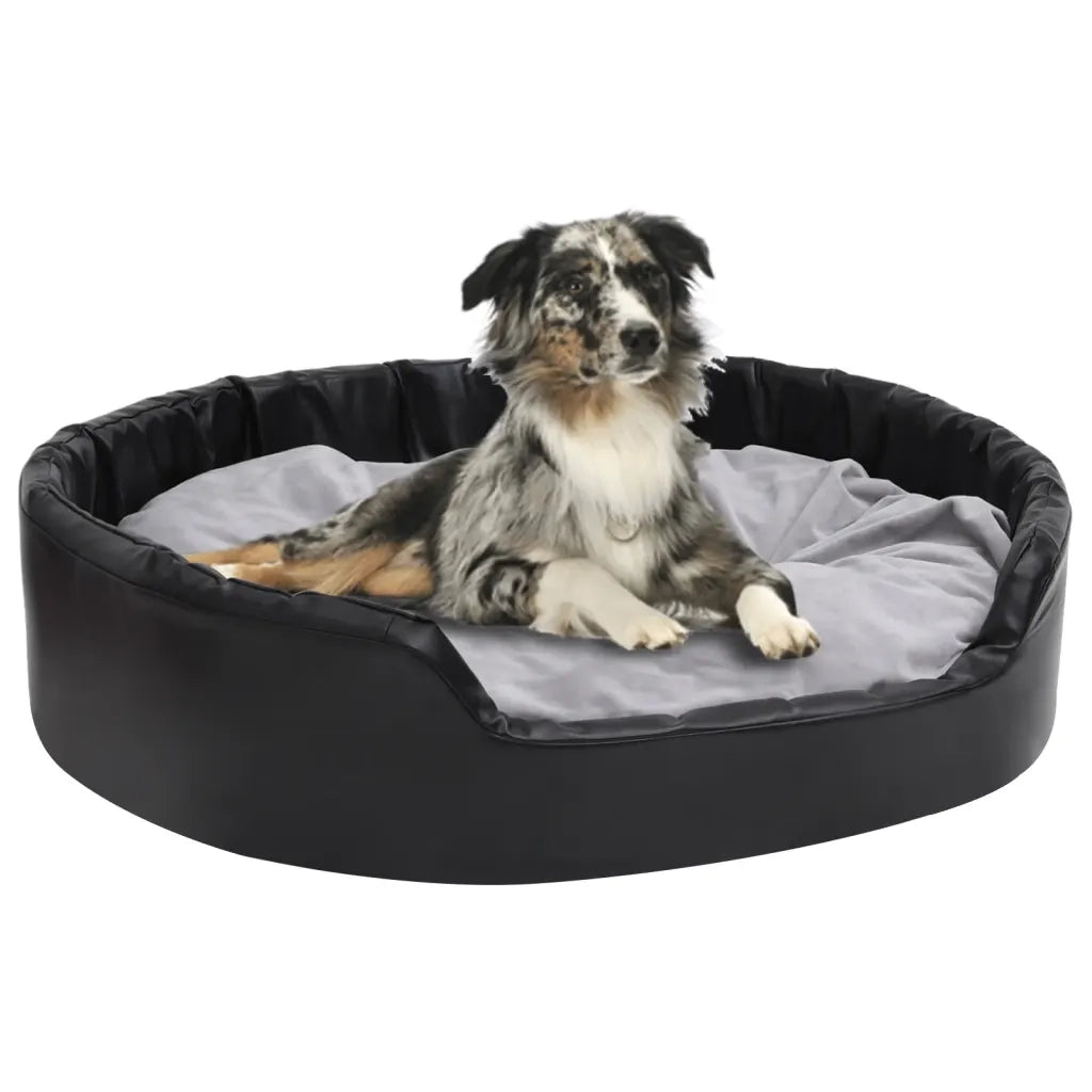 Lettino per Cani Nero e Grigio 99x89x21 cm Peluche e Similpelle 171256