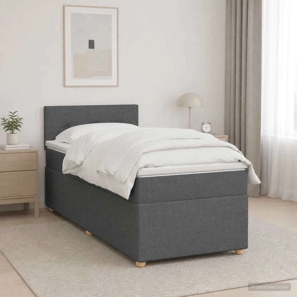 Letto box spring con materasso Grigio Scuro 80 x 200 cm Tessuto 3452290