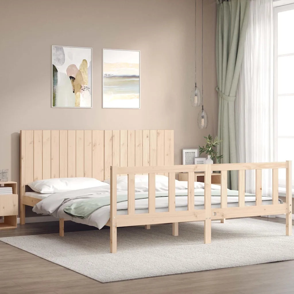 Giroletto con Testiera Super King Size in Legno Massello 3192961