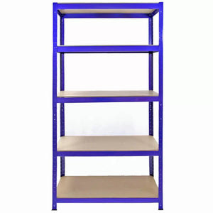 Scaffalatura 5 Ripiani ad Incastro 90x45x180 Piani in MDF Struttura in Acciaio Blu