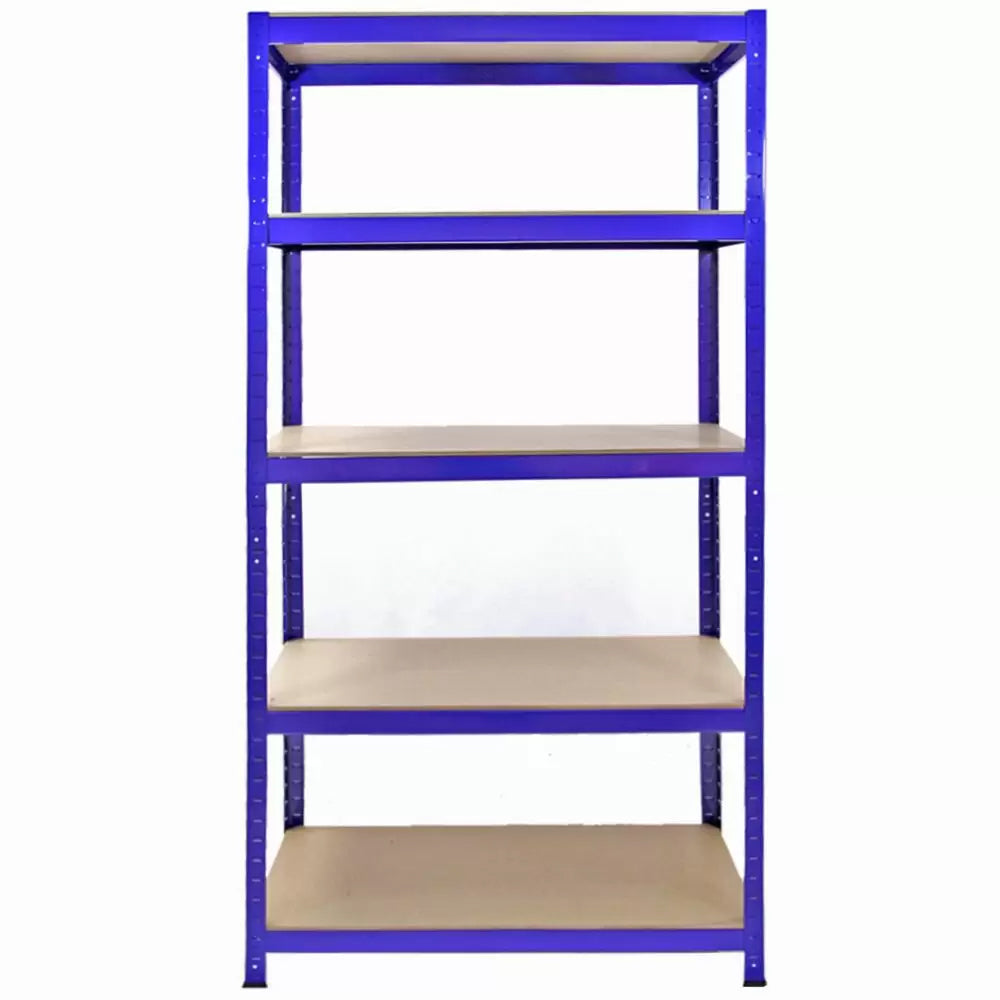 Set 3 Scaffali 5 Ripiani ad Incastro 90x50x180 cm e Martello Piani in MDF Struttura in Acciaio Blu