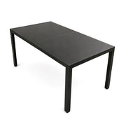 Tavolo da Pranzo per Interno ed Esterno 180x90 cm, Piano in Vetro Temperato Nero 5 mm e Struttura in Acciaio, Tavolo Moderno per 8 Persone, Ideale per Giardino, Terrazza, Cucina e Sala da Pranzo