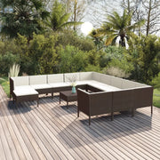 Set Divani da Giardino 13 pz con Cuscini in Polyrattan Marrone cod mxl 38458