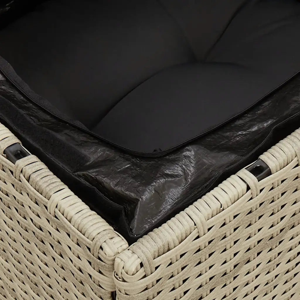 Sedia Senza Braccioli con Cuscini Grigio Chiaro in Polyrattan 366190