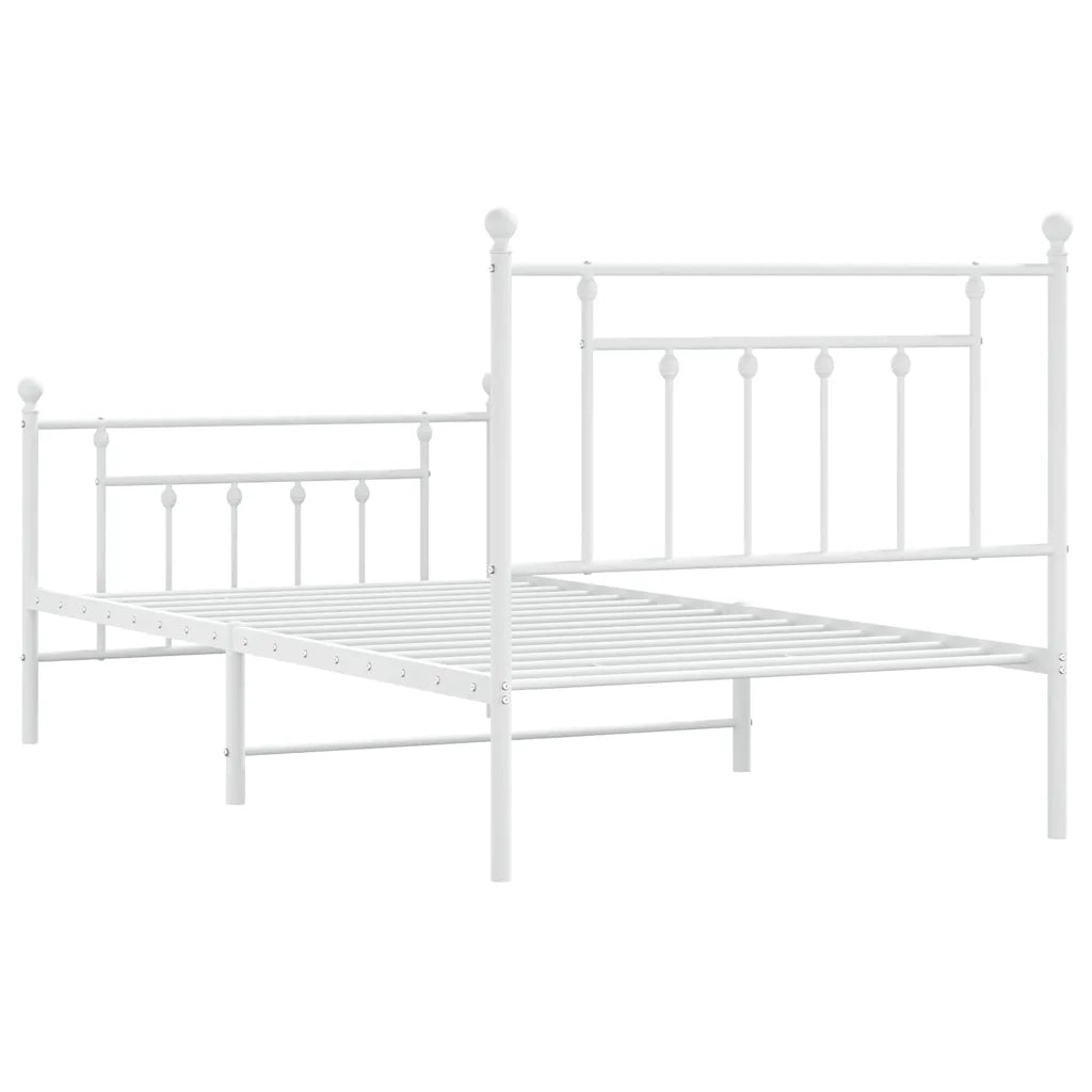 Giroletto con Testiera e Pediera Metallo Bianco 100x190 cm 353598