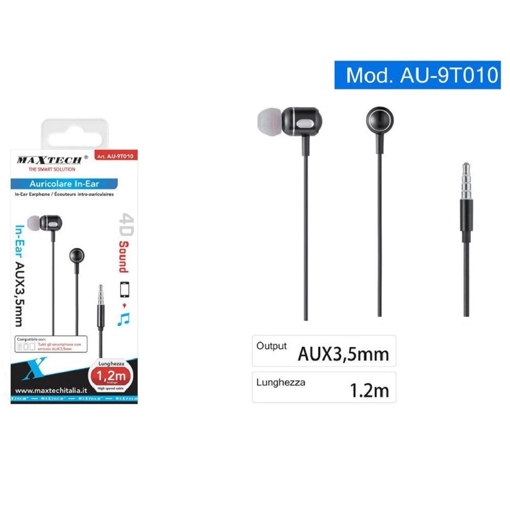 Trade Shop - Auricolari Cuffie Cavo Da 1,2 Metri Connettore Aux 3,5mm Per Smartphone Au-9t010 -