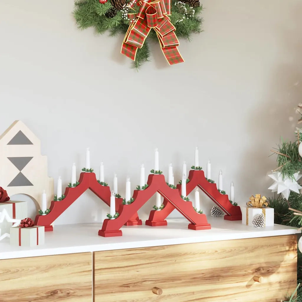Ponte con Candele di Natale 3 pcs Rosso 39.5 x 5 x 29 cm