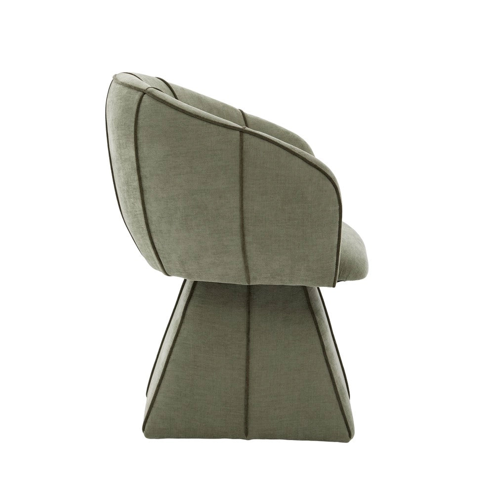 Poltrona Girevole in Tessuto Chenille ¨C MINIMAL ¨C Verde Oliva, Schienale Alto