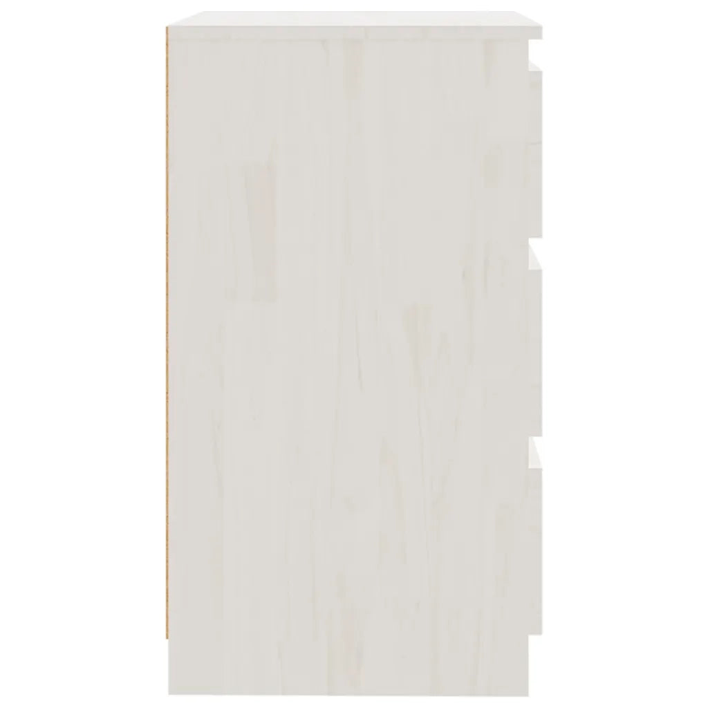 Comodino-Tavolino da notte Bianco 60x36x64 cm in Legno Massello di Pino