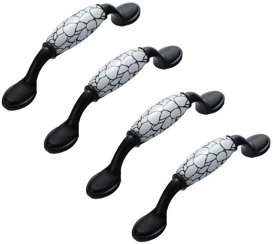 Deurknop in Ceramica e Alluminio - Maniglia per Mobili - Set da 4 - Ceramica e Alluminio