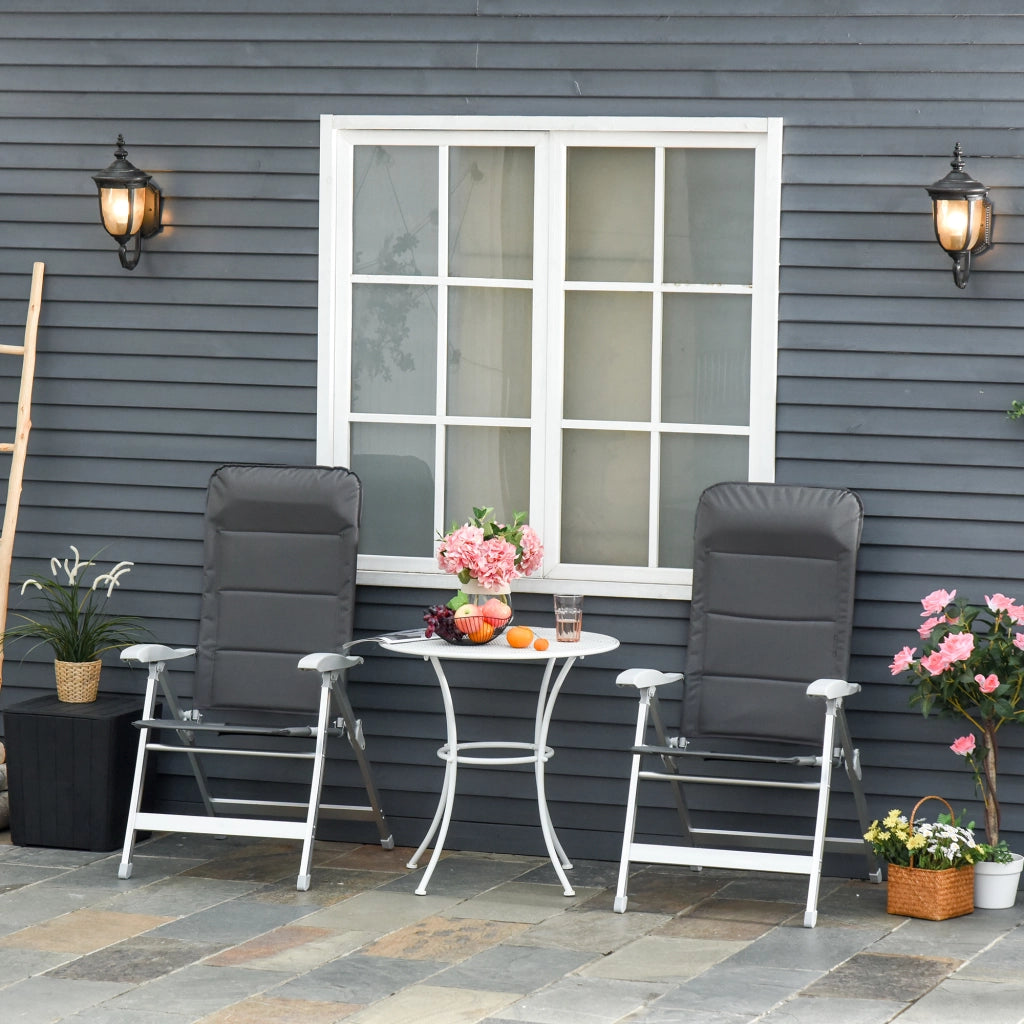 Sedia da giardino pieghevole con schienale alto reclinabile ¨C zephmum ¨C Grigio