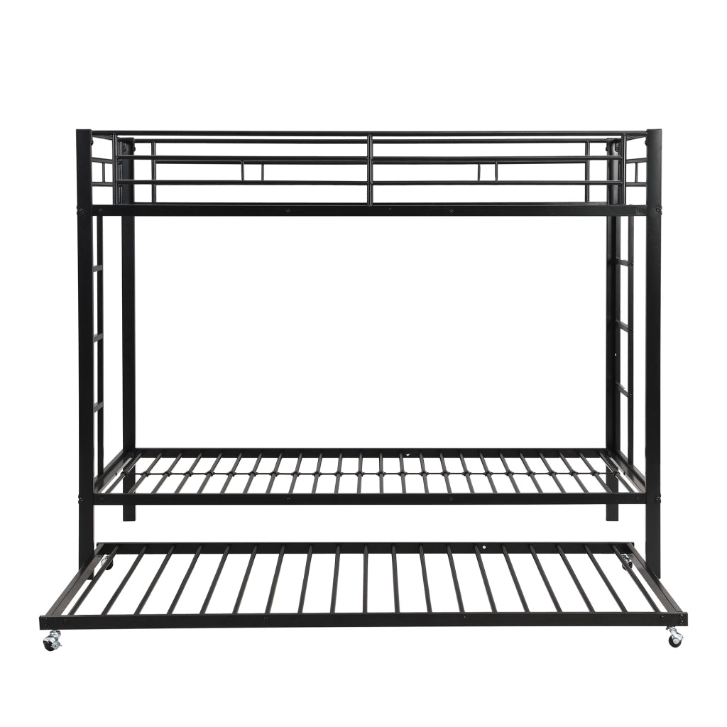 Letto a castello con letto estraibile metallo nero 90x200 cm