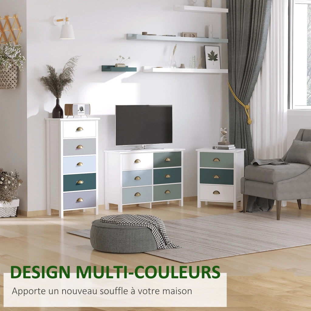Cassettiera 5 cassetti con maniglie in metallo ¨C zephmum ¨C multicolore MDF 45x30x95 cm