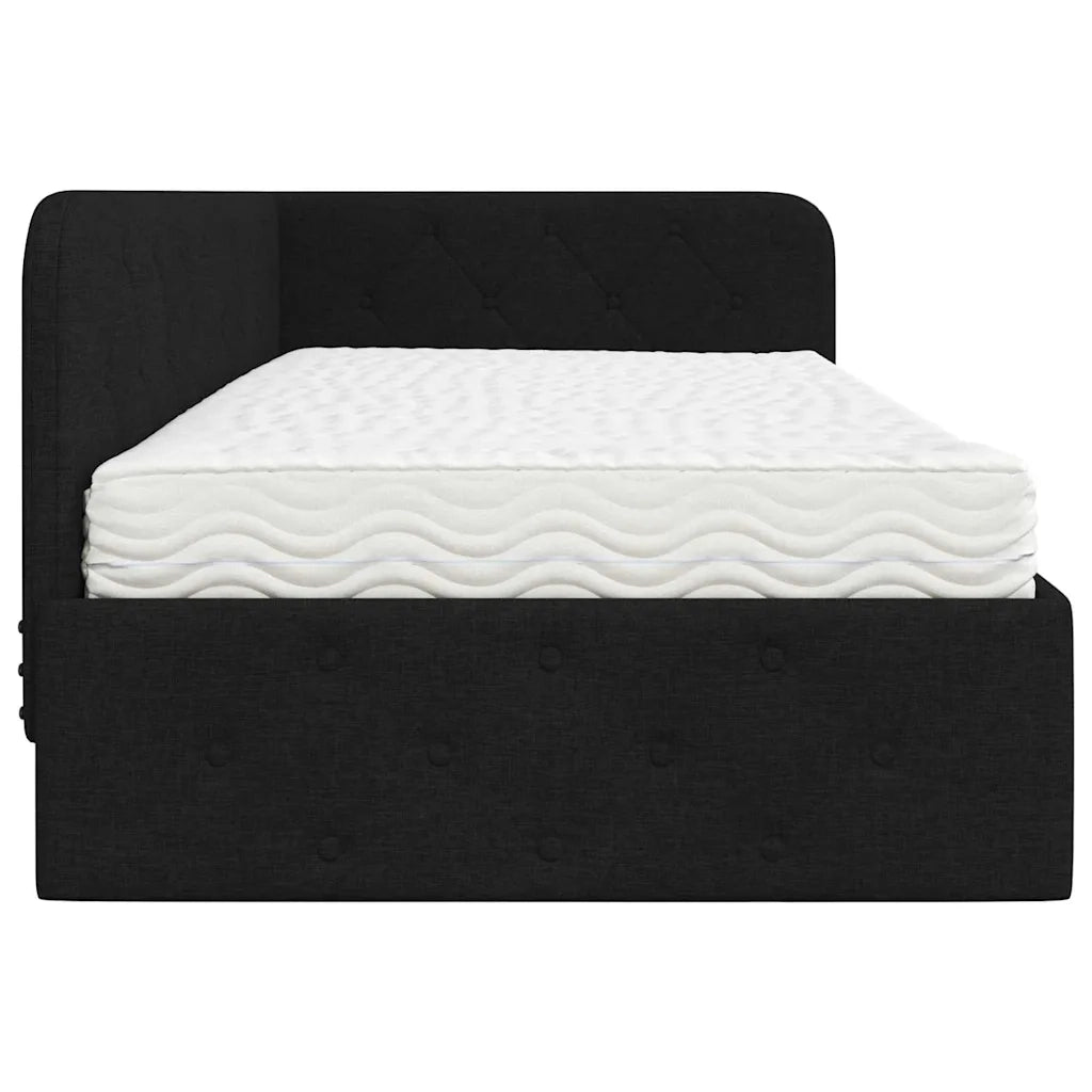 Cornice del letto ad angolo Nero 100 x 200 cm Tessuto