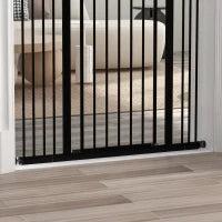 Cancelletto per Cani Estensibile con 4 Viti Regolabili, in Metallo e Plastica, 74-100x94 cm, Nero