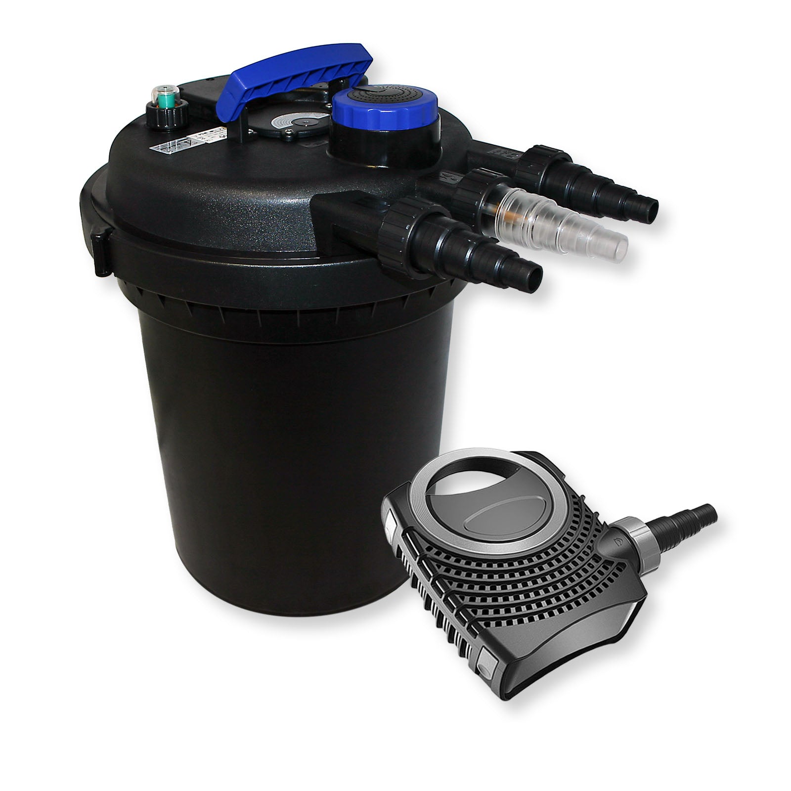 Set Filtro a pressione per laghetto 6000l Chiarificatore UVC 11W Pompa NEO8000 70W