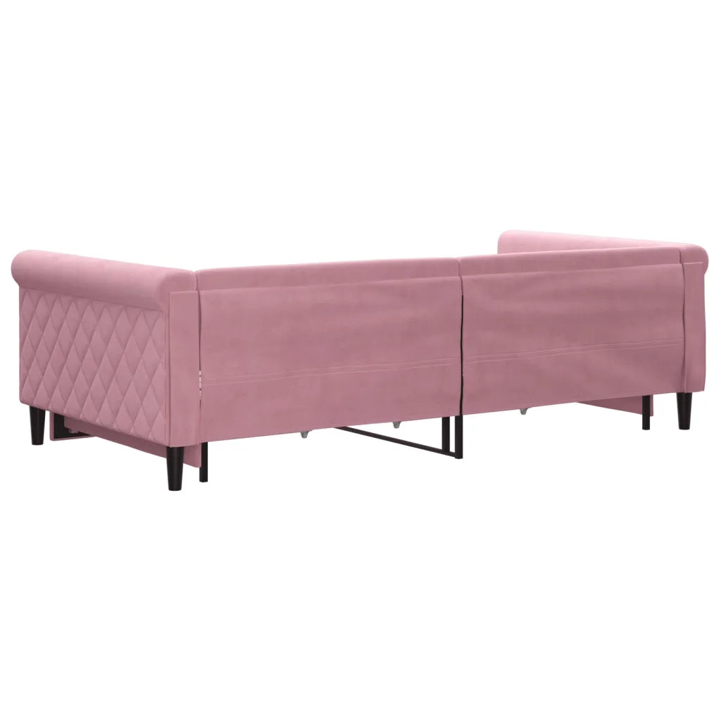 Divano Letto Estraibile con Cassetti Rosa 100x200 cm Velluto 3197829