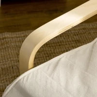 Poltrona Relax con Poggiapiedi a 5 Livelli e Poggiatesta, Legno di Betulla e Tessuto, 66,5x94x100 cm, Crema