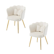 Sedia da salotto in velluto con schienale a petalo; cuscino e gambe dorate - beige